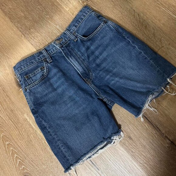 Reformation Pants - Reformation High Waisted Dark Blue Denim Shorts Size 26